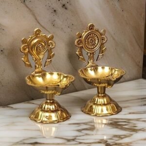 Brass Shanku Chakra Diya Pair